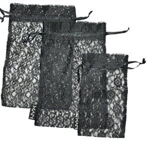 Black Lace Bags (Set of 3)